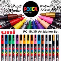 Uni Posca Markers Colors Set Waterproof & Layerable after Drying Aesthetic Graffiti Drawing Pens Kit Art Supplies for Artist Kid