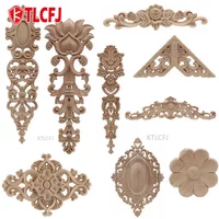 KTLCFJ Floral Wood Carved Corner Applique Vintage Wooden Carving Decal For Furniture Cabinet Door Frame Wall Home Decor Crafts