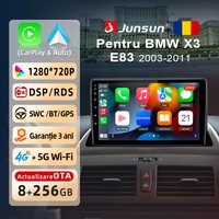 Junsun 9" Android 15 Autoradio für BMW X3 E83 2003-2012, Kabelloses CarPlay Android Auto, Eingebauter Lüfter, 4G LTE WiFi GPS BT FM AM DSP RDS SWC IPS Touchscreen, Optionale 360-Grad-Kamera DVR