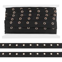 5 Yards Black Cotton Eyelet Tape 1 inch Wide Grommet Twill Tape Trim Ribbon Strip with Metal Eyelet Ring for Corset Shirt image 4
