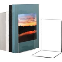 1/2pcs Set Clear Acrylic Bookends Desktop Display Stands for Office, Home Retail Use, Book Storage, Book Stopper for Movies/CD