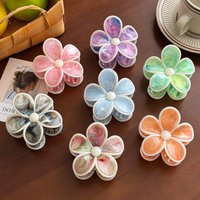 7.5CM Cute Candy Colored Print Design Flower Hair Clip Fashion Plastic Large Shark Clip Hair Accessories For Woman Girls