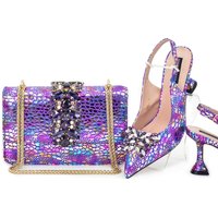 Italian Shoes and Bags Matching Good Quality Designer Bag and Shoes Set Crystal Butterfly-knot Women Pumps Shoes Set Woman Bags