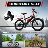 AliExpress NONE 20 Inch Red Mountain Bike Carbon Steel Frame Dual Brakes 85kg Load Capacity for Boys and Girls Outdoor Road Mountain Cycling