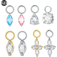 1pc Titanium Marquise Zirconia Pendant Charm for Ear Hoop Huggie Earrings Lobe Dangle DIY Jewelry