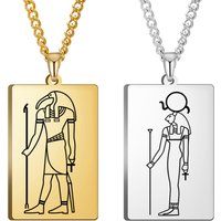 Dawapara Ancient Egyptian Deity Pendant Necklace God Horus Anubis Goddess Isis Amulet Stainless Steel Jewelry