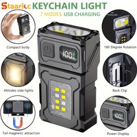 Super Bright Mini LED Flashlight USB Rechargeable Portable COB Torch with Magnetic Tail & Clip for Outdoor Camping Emergency Wor