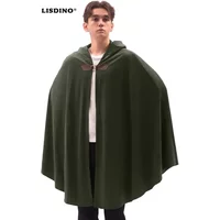 LisdinoMen's Velvet Cloak With Hood, Renaissance Medieval Hooded Cloak For Women, Halloween Hood Cape With Metal Loop Clasp