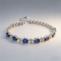 925 Sterling Silver Bracelet Blue Gemstone Light Luxury Bracelet Crystal Bracelet Ladies Light Luxury Birthday Jewelry Gift