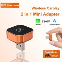 Orange 2in1 Smart Mini Box Wireless CarPlay Android Auto Adapter USB Dongle Plug And Play Universal For VW Toyota Honda Ford Ben