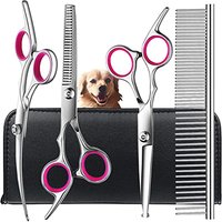 Kit de ciseaux de toilettage pour chiens, pointes rondes de sécurité, ensemble de ciseaux de toilettage pour chiens et chats, peigne droit et incurvé en acier inoxydable