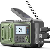 Radio solarny przenośny z funkcją awaryjną, 4000mAh, ładowanie korbką, radio AM/FM, radio pogodowe, latarka LED, power bank, ładowarka do telefonu.
