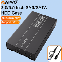 MAIWO 2,5/3,5 Zoll SAS/SATA Externes Festplattengehäuse SAS/SATA HDD-Gehäuse SATA zu Typ-C HDD-Dock Unterstützt Max. 30T HDD/SSD-Festplatten