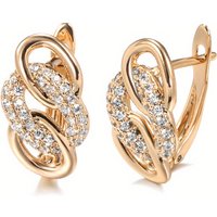 Fashion Classic Inlaid Synthetic Zircon Golden Plated Hoop Earrings for Women's Exquisite Temperament Wedding Engagement Jewelry