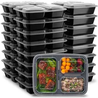 32oz Three Grid Lunch Box 20Pcs Disposable Lunch Box Microwave Heating Tableware Stackable Plastic Food Storage Container