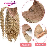 Deep Wave Ponytail Human Hair Brazilian Human Hair Extension 60g 80g 100g 120g Drawstring Ponytail Natural Human Hairpiece 613#
