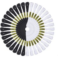 12/24Pcs Black and White Cross Stitch Thread Embroidery Floss Skeins Black Color Hand Sewing Threads DIY Craft Needlework