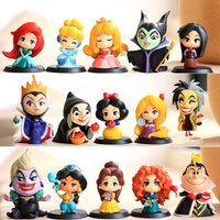 Q Version Anime Figure Queen Maleficent Evil Jasmine Rapunzel Kawaii Action Figure Collection Model Toys Kids Christmas Gift