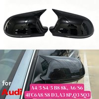 Pair Side Wing Mirror Cover For Audi A4 S4 A5 S5 B8 8T 2009-2012 2010 Add On Side Rear View Mirror Cap Cover Car Accessories