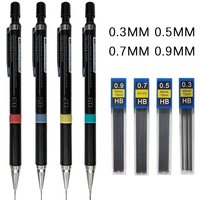 0.3/0.5/0.7/0.9mm Mechanical Pencil with Lead Rods Set Mechanical Pencil for School Writing Art Drawing Supplies Stationery