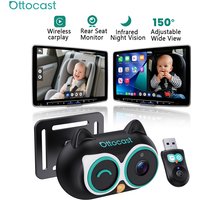 OTTOCAST Cabin Care Wired to Wireless Carplay Adapter Baby Car Camera HD 1080P 150° Wide Angle Night Vision Back‑Seat Monitor