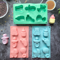 Cute Pacifier Baby Stroller Small Foot Shape Silicone Mold Cake Jelly DIY Chocolate Candy Soap Candle Mold Party Supplies