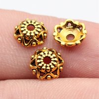 50pcs 8x8x2.9mm 2 Colors Antique Silver Color Antique Gold Color Bead Caps Jewelry Findings Bulk