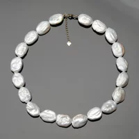 100% Natural Freshwater Bright White Irregular Baroque Square Pearl Necklace S925 Pure Silver Buckle and Tail Chain Jewelry Gift