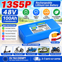 48V 100AH 13S5P 18650 Lithium-Akkupack, wiederaufladbarer Akku mit integriertem BMS für Elektrofahrräder, Elektroroller, Mountainbikes, 500W 750W 1000W Motoren, schneller Versand innerhalb der EU
