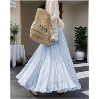 Elegant Pleated Skirt for Women with Elastic Waist Slim Fit A-Line Long Design Spring 2026 Fashion Trend