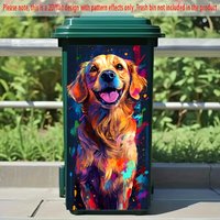 Colorful Graffiti Art Puppy Trash Can Sticker, Vivid Design, Eye‑Catching Wall Decal for Outdoor Bins & Kitchen Decor