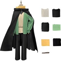 Subaru Natsuki Cosplay Costume Anime Adult Men Green Jacket With Black Cape Accessory Set For Halloween Carnival Party