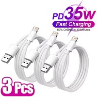 3Pcs For Apple Phone USB Cable iPhone 13 12 11 14 Pro Max XR X Plus iPad Charger Fast Charging