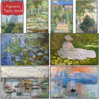 1pc frameless Digital Oil Painting Claude Monet Abstract Retro Impressionist Wall Art DIY Paint by Numbers Kits Wall Pictures fo