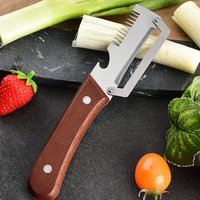 Multi-functional 2-in-1 Peeling Grating Knife Wooden Handle Serrated Vegetable Peeler Kitchen Use Home Onion Potato Peeling Tool