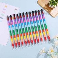 3/6/12/24/36pcs Building Block Crayons 12-Color School Office Prizes Party Gifts Teaching Incentive Supplies Painting Pens TMZ