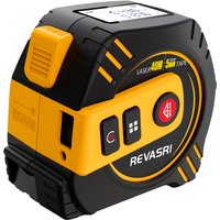 REVASRI 2-in-1 Laser Tape Measure, 40/80Meter Laser Measuring Tool with M/in/ft Units, LCD Display with Volume, Storage Mode