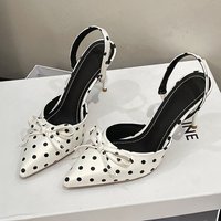 Pointed Toe High Heels Women Dot Sandals 2026 Summer Singbacks Mules Shoes Elegant Butterfly-knot Stripper Party Sandalias Women