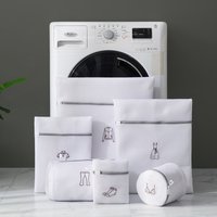 Washing Laundry Bag Cute Embroidery Fine Mesh Polyester Foldable Laundry Washing Bags For Washing Machines Clothes Organizer New