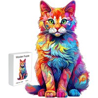 Wooden puzzle Color Cat gift box Beautiful gift Irregular shape puzzle Christmas gift Adult stress reduction family interaction