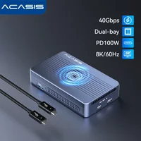 Acasis 40Gbps USB4&Compatible with Thunderbolt SSD Dual-Bay RAID Enclosure Dock for M.2 NVMe|8K60Hz for Mac/PC Video Editing