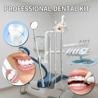 Stainless Steel Oral Hygiene Tooth Tool Kit With Mouth Mirror, Scaler & Pick Tools, Non-Slip Patterned Handle Teeth Cleaning Kit