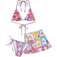 Cute Cartoon KT Bikini Sexy Gathered Small Chest Beach Vacation Separate Swimsuit with Chest Pad No Steel Support