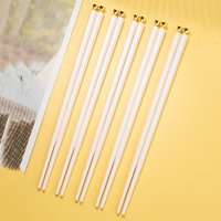 5 Paar weiße japanische chinesische Essstäbchen Lebensmittel Sushi-Sticks wieder verwendbare koreanische Essstäbchen Set Metall legierung Geschirr Palillos Chinos