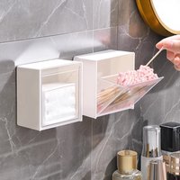 Home Bathroom Waterproof Wall Mounted Organizer Box for Makeup Cotton Swabs Puffs Hair Ties Lipstick Storage