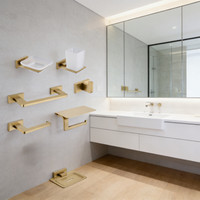 Brushed Gold Bathroom Hardware Set Wall Mount Toilet Paper Roll Holder Towel Rack Robe Hanger Stainless Steel Accessories Kit