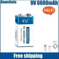100% New 9V USB rechargeable Li-Ion battery 9V 6600mAh is suitable for camera and other series of electronic products+USB line