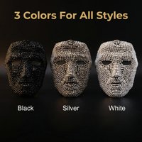 Full Face Rhinestone Mask Luxury Crystal Masquerade Mask for Halloween Rave Party Cosplay Club Costume Accessories 3 Colors