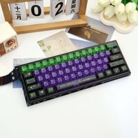 Korean Hangul Purple Mecha 128 Keys PC Translucent UV Keycaps, Cherry Profile MX Compatible for 61/64/68/87/96/104/108