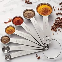6pcs/set Stainless Steel Measuring Spoons Set Measuring Spoons for Baking Sugar Coffee Measure Scoop Kitchen Meters Kit LS006